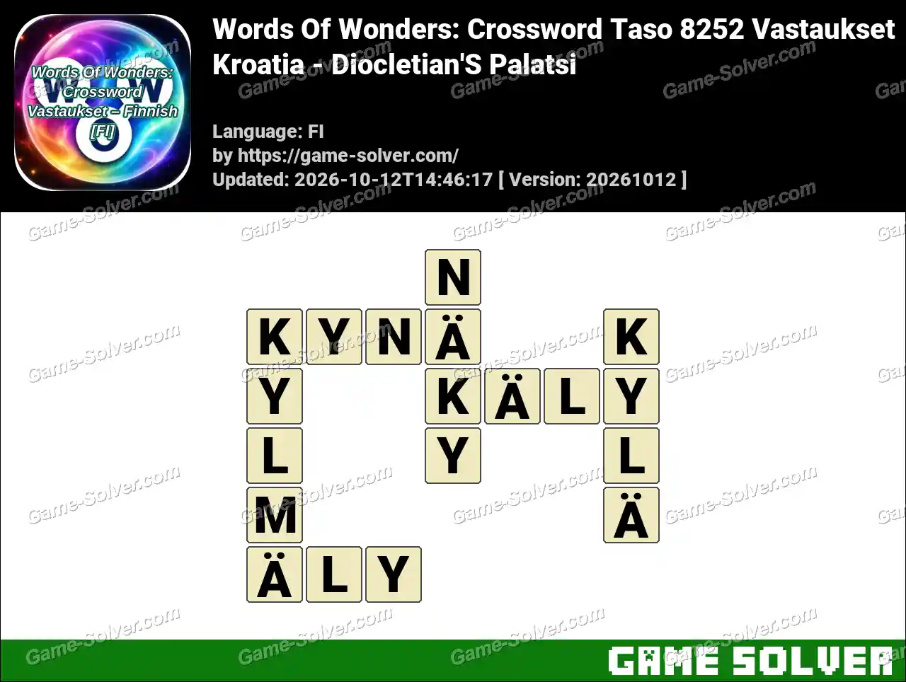 Words Of Wonders: Crossword Taso 8252 Vastaukset – Kroatia – Diocletian’S Palatsi